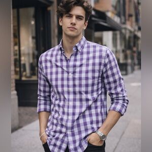 Banana Republic Purple and White Plaid Shirt